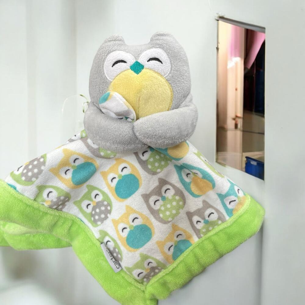 Carters Owl Lovey Security Blanket Soother Plush 67039 Sage Green Nursery 14"